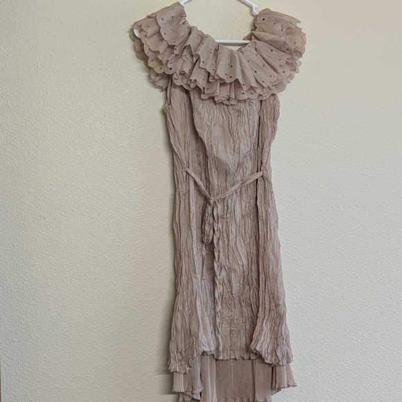 My Pretty Angel Ruffled Broomstick Style Tan Dress Size Large - Picture 6 of 8